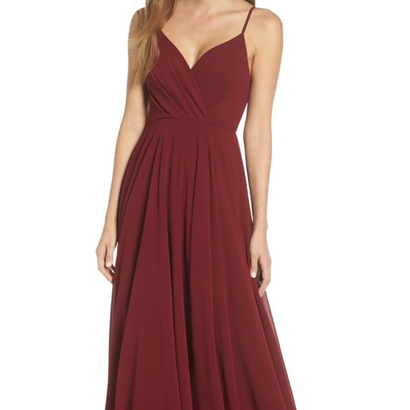 lulus surplice chiffon gown